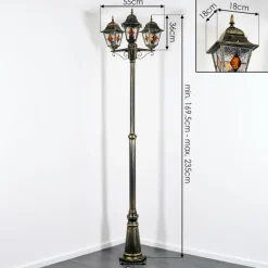 Luminaires Rustiques-hofstein Chatelain Luminaire extérieur, Réverbère, Eclairage de chemin Or, Noir, 3 lumières