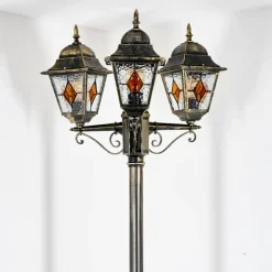 Luminaires Rustiques-hofstein Chatelain Luminaire extérieur, Réverbère, Eclairage de chemin Or, Noir, 3 lumières