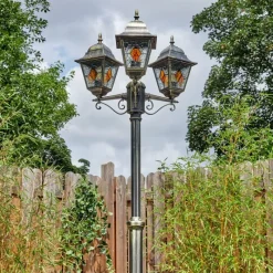 Luminaires Rustiques-hofstein Chatelain Luminaire extérieur, Réverbère, Eclairage de chemin Or, Noir, 3 lumières