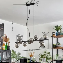 hofstein Chehalis Boule lumineuse, Suspension Fumé, 10 lumières