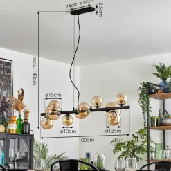 hofstein Chehalis Boule lumineuse, Suspension Ambre, 10 lumières