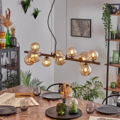 hofstein Chehalis Boule lumineuse, Suspension Ambre, 10 lumières