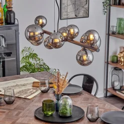 hofstein Chehalis Boule lumineuse, Suspension Chrome, Fumé, 10 lumières