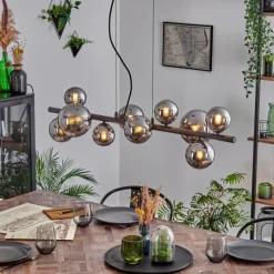 hofstein Chehalis Boule lumineuse, Suspension Chrome, Fumé, 10 lumières