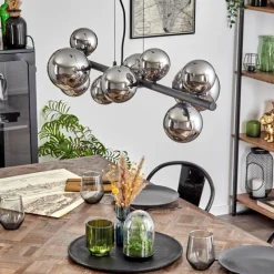 hofstein Chehalis Boule lumineuse, Suspension Chrome, Fumé, 10 lumières