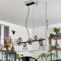 hofstein Chehalis Boule lumineuse, Suspension Fumé, 8 lumières