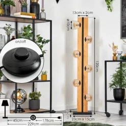 hofstein Chehalis Boule lumineuse, Lampadaire Écru, Noir, 6 lumières