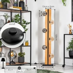 hofstein Chehalis Boule lumineuse, Lampadaire Écru, Noir, 6 lumières