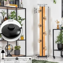 hofstein Chehalis Boule lumineuse, Lampadaire Écru, Noir, 6 lumières