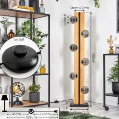 Suspension Verre Fumé-hofstein Chehalis Boule lumineuse, Lampadaire Écru, Noir, 6 lumières