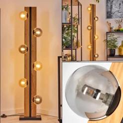 Suspension Verre Fumé-hofstein Chehalis Boule lumineuse, Lampadaire Écru, Noir, 6 lumières