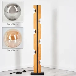 Suspension Verre Fumé-hofstein Chehalis Boule lumineuse, Lampadaire Écru, Noir, 6 lumières