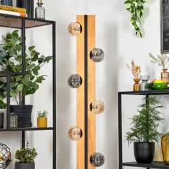 Suspension Verre Fumé-hofstein Chehalis Boule lumineuse, Lampadaire Écru, Noir, 6 lumières