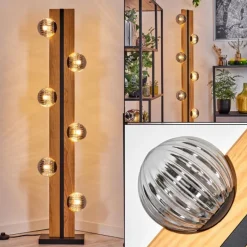 hofstein Chehalis Boule lumineuse, Lampadaire Écru, Noir, 6 lumières