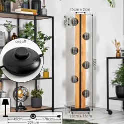 hofstein Chehalis Boule lumineuse, Lampadaire Écru, Noir, 6 lumières