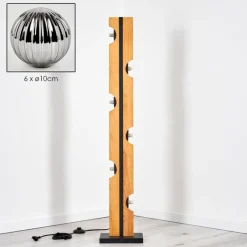 hofstein Chehalis Boule lumineuse, Lampadaire Écru, Noir, 6 lumières