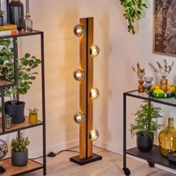 hofstein Chehalis Boule lumineuse, Lampadaire Écru, Noir, 6 lumières