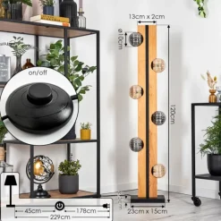 hofstein Chehalis Boule lumineuse, Lampadaire Écru, Noir, 6 lumières