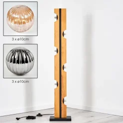 hofstein Chehalis Boule lumineuse, Lampadaire Écru, Noir, 6 lumières