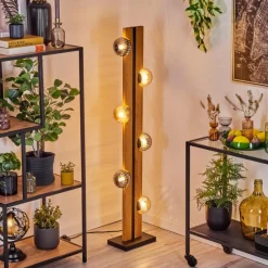 hofstein Chehalis Boule lumineuse, Lampadaire Écru, Noir, 6 lumières