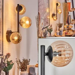 hofstein Chehalis Boule lumineuse, Applique murale Ambre, 3 lumières