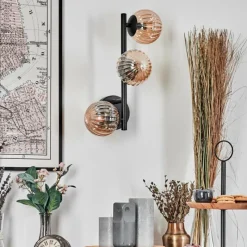 hofstein Chehalis Boule lumineuse, Applique murale Ambre, 3 lumières