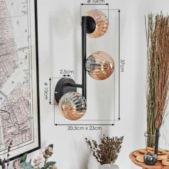 hofstein Chehalis Boule lumineuse, Applique murale Ambre, 3 lumières