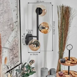 hofstein Chehalis Boule lumineuse, Applique murale Ambre, Clair, 3 lumières