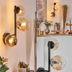 hofstein Chehalis Boule lumineuse, Applique murale 23 cm Ambre, Clair, 3 lumières