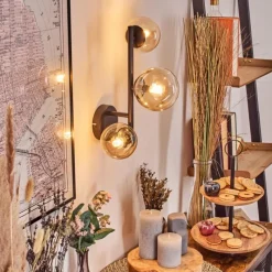 hofstein Chehalis Boule lumineuse, Applique murale 23 cm Ambre, Clair, 3 lumières