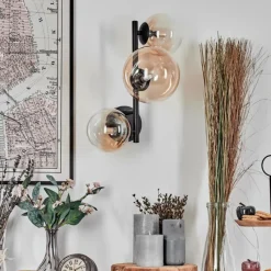 hofstein Chehalis Boule lumineuse, Applique murale 23 cm Ambre, Clair, 3 lumières
