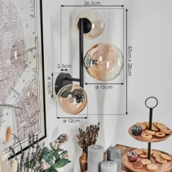 hofstein Chehalis Boule lumineuse, Applique murale 23 cm Ambre, Clair, 3 lumières