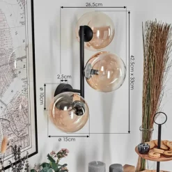 hofstein Chehalis Boule lumineuse, Applique murale 33 cm Ambre, Clair, 3 lumières