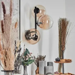 hofstein Chehalis Boule lumineuse, Applique murale 33 cm Ambre, Clair, 3 lumières