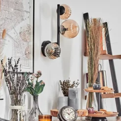 hofstein Chehalis Boule lumineuse, Applique murale Ambre, 3 lumières