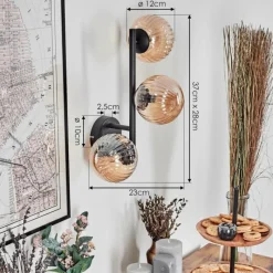 hofstein Chehalis Boule lumineuse, Applique murale Ambre, 3 lumières