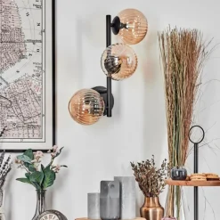 hofstein Chehalis Boule lumineuse, Applique murale Ambre, 3 lumières