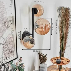 hofstein Chehalis Boule lumineuse, Applique murale Ambre, 3 lumières