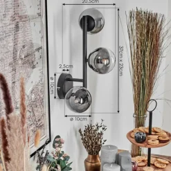 hofstein Chehalis Boule lumineuse, Applique murale 23 cm Chrome, Clair, Fumé, 3 lumières