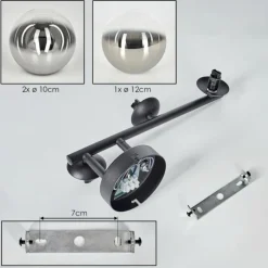 Suspension Verre Fumé-hofstein Chehalis Boule lumineuse, Applique murale 23 cm Chrome, Clair, Fumé, 3 lumières