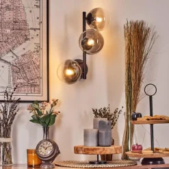 hofstein Chehalis Boule lumineuse, Applique murale 28 cm Chrome, Clair, Fumé, 3 lumières