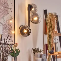 hofstein Chehalis Boule lumineuse, Applique murale 28 cm Chrome, Clair, Fumé, 3 lumières