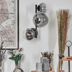 hofstein Chehalis Boule lumineuse, Applique murale 23 cm Chrome, Clair, Fumé, 3 lumières