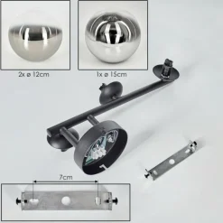 hofstein Chehalis Boule lumineuse, Applique murale 23 cm Chrome, Clair, Fumé, 3 lumières