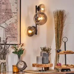 hofstein Chehalis Boule lumineuse, Applique murale 23 cm Chrome, Clair, Fumé, 3 lumières