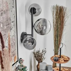 hofstein Chehalis Boule lumineuse, Applique murale 23 cm Chrome, Clair, Fumé, 3 lumières