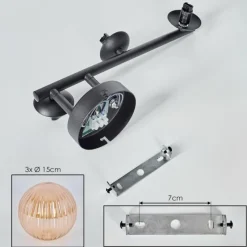 Lampes Vintages & Rétros-hofstein Chehalis Boule lumineuse, Applique murale Ambre, 3 lumières