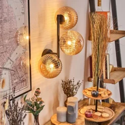 Lampes Vintages & Rétros-hofstein Chehalis Boule lumineuse, Applique murale Ambre, 3 lumières