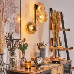 Lampes Vintages & Rétros-hofstein Chehalis Boule lumineuse, Applique murale Ambre, 3 lumières