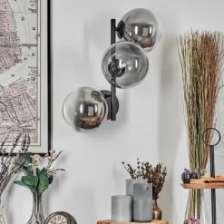 hofstein Chehalis Boule lumineuse, Applique murale 33 cm Chrome, Clair, Fumé, 3 lumières